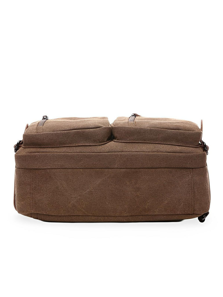 Sac bandoulière convertible en sac à dos, style business en toile canvas, multi - poches, modèle Nolan - Sac Bandoulière - Marron