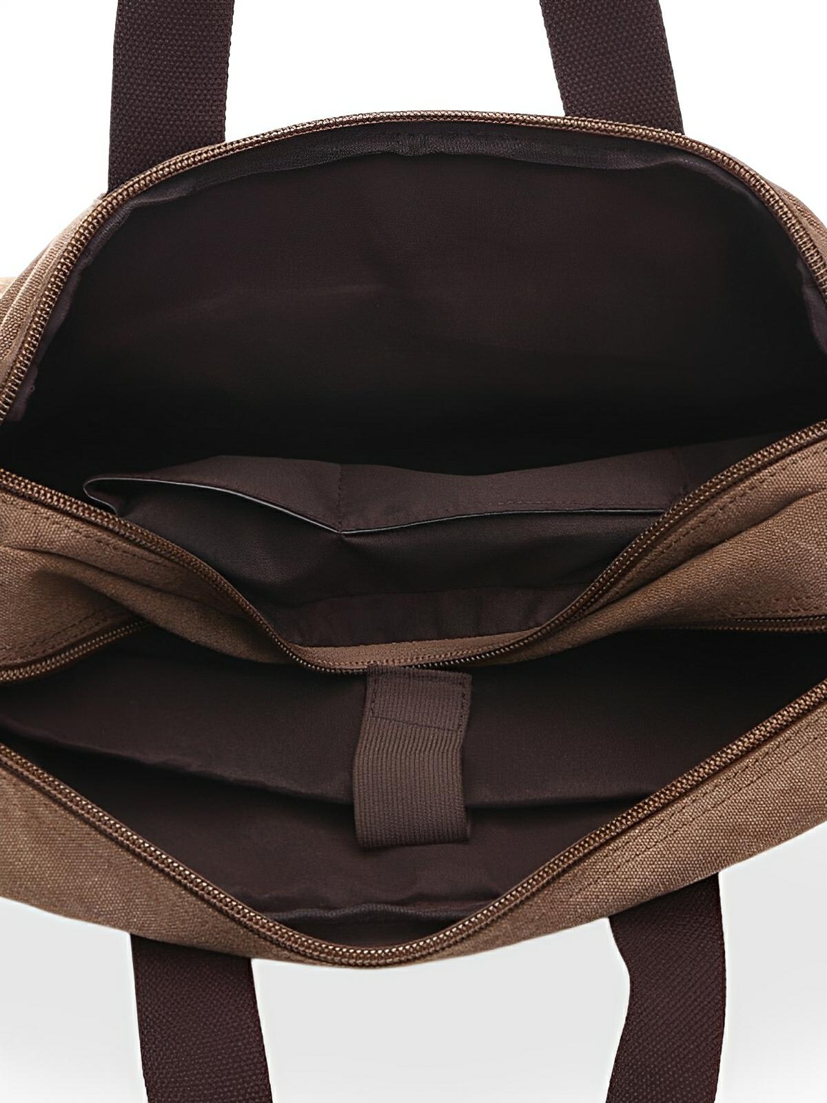 Sac bandoulière convertible en sac à dos, style business en toile canvas, multi - poches, modèle Nolan - Sac Bandoulière - Marron