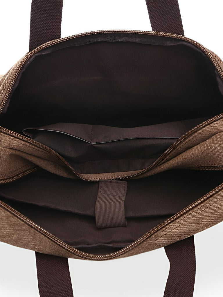 Sac bandoulière convertible en sac à dos, style business en toile canvas, multi - poches, modèle Nolan - Sac Bandoulière - Marron