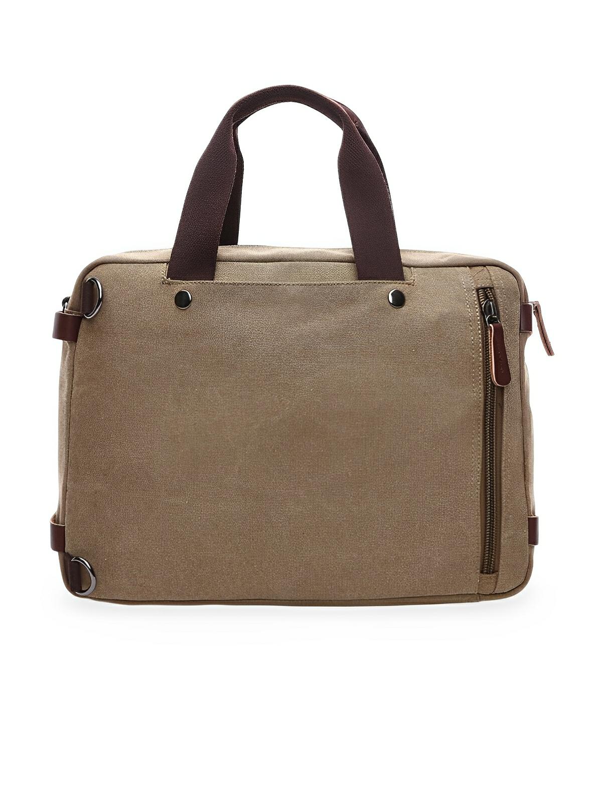 Sac bandoulière convertible en sac à dos, style business en toile canvas, multi - poches, modèle Nolan - Sac Bandoulière - Marron