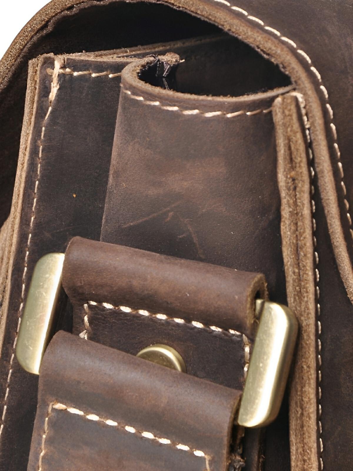 Sac bandoulière en cuir, format sacoche à main, modèle Amaury - Sac Bandoulière - Café