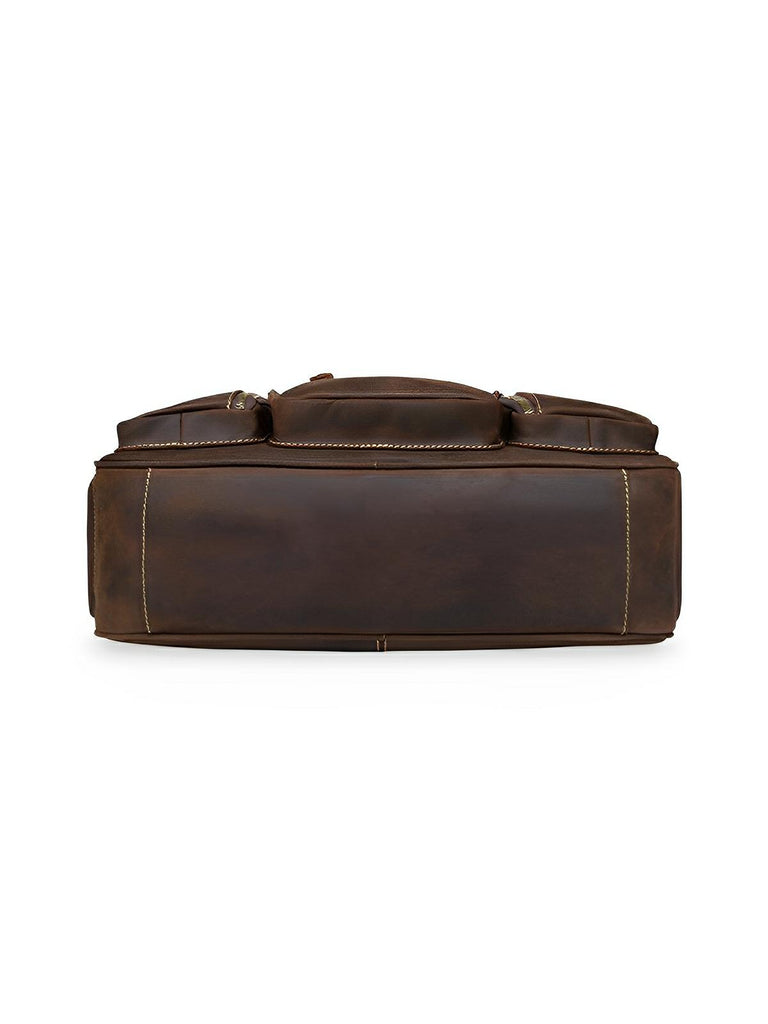 Sac bandoulière en cuir, grande taille, multi - poches, modèle Gaspard - Sac Bandoulière - Marron