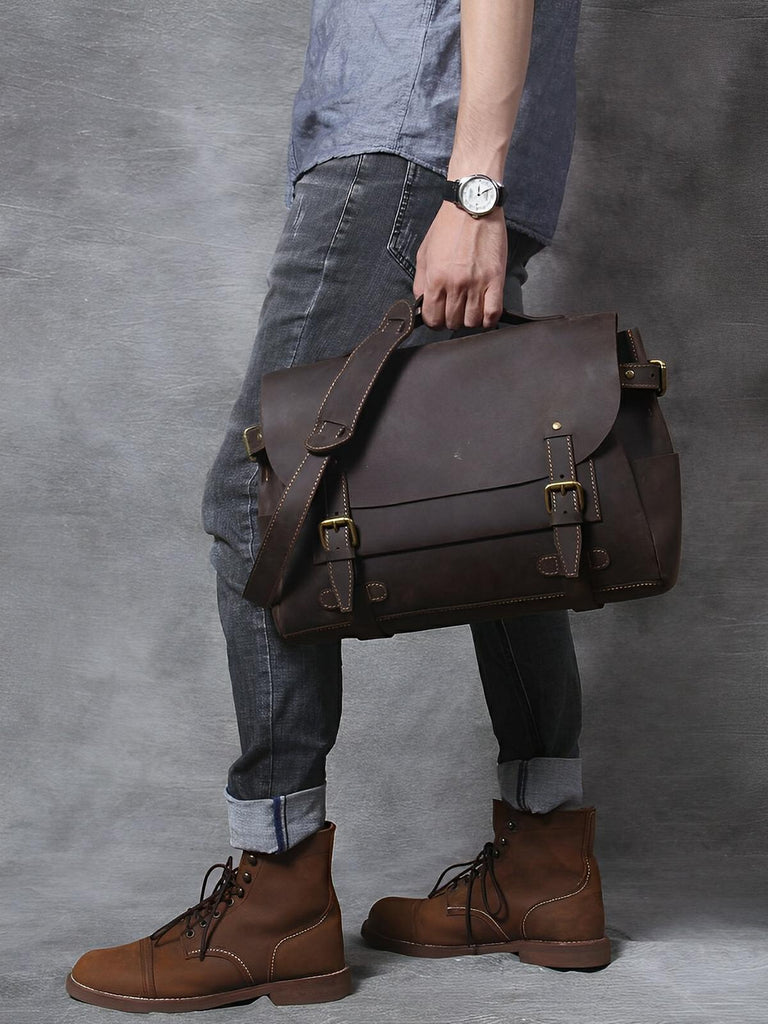 Sac bandoulière en cuir, le compagnon de voyage, modèle Petrus - Sac Bandoulière - Café