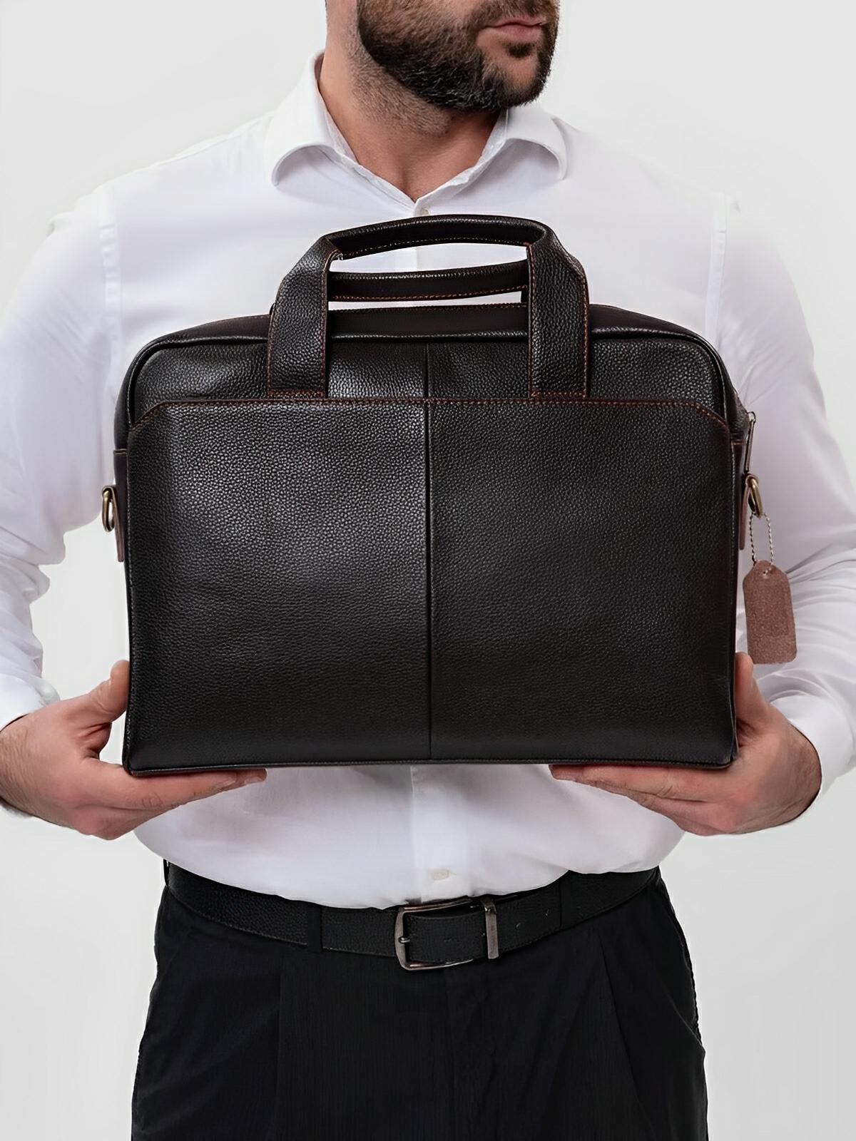 Sac bandoulière en cuir, pour homme, format A4, multi - poches, modèle Fadri - Sac Bandoulière - Noir