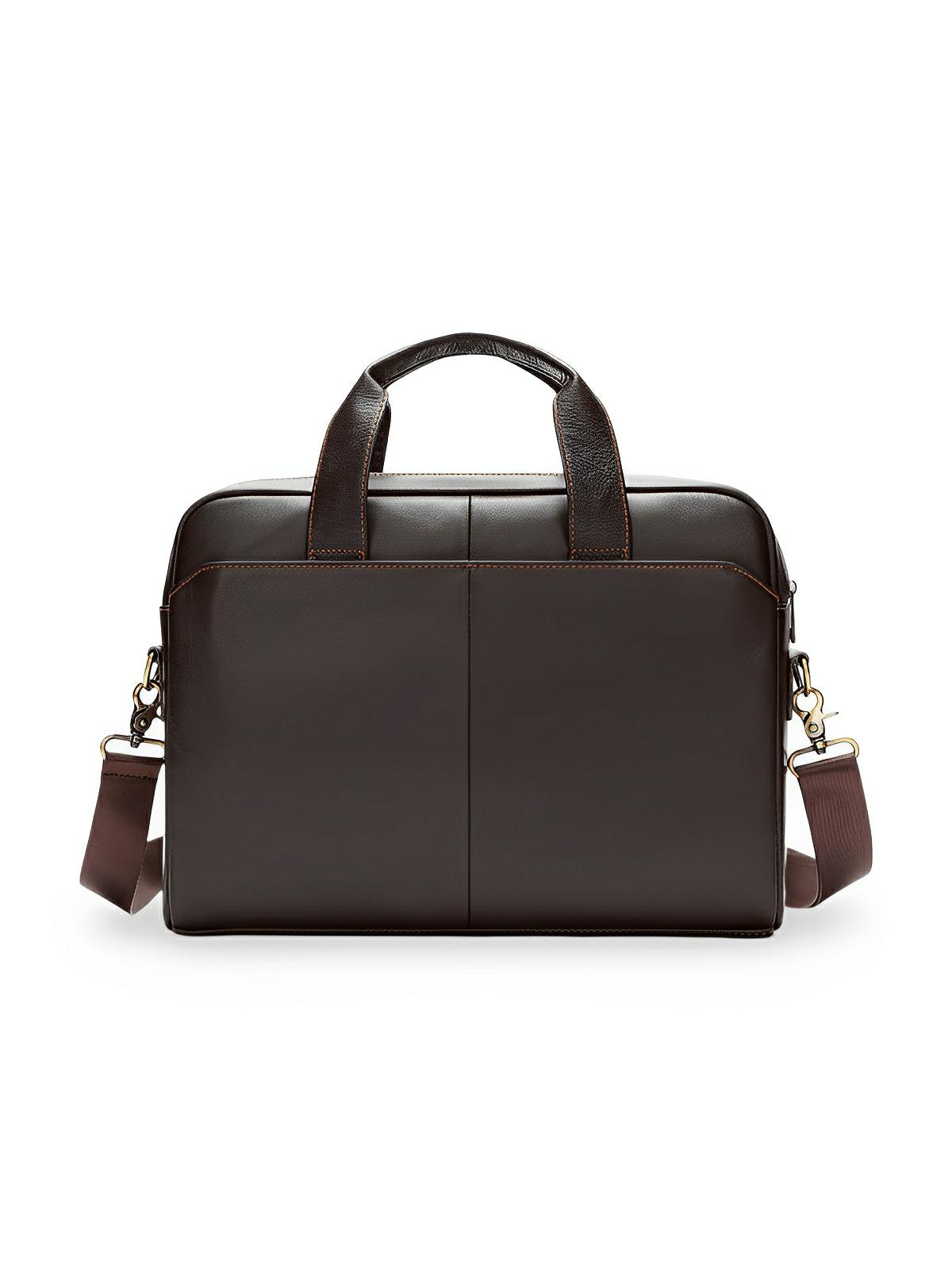 Sac bandoulière en cuir, pour homme, format A4, multi - poches, modèle Fadri - Sac Bandoulière - Café