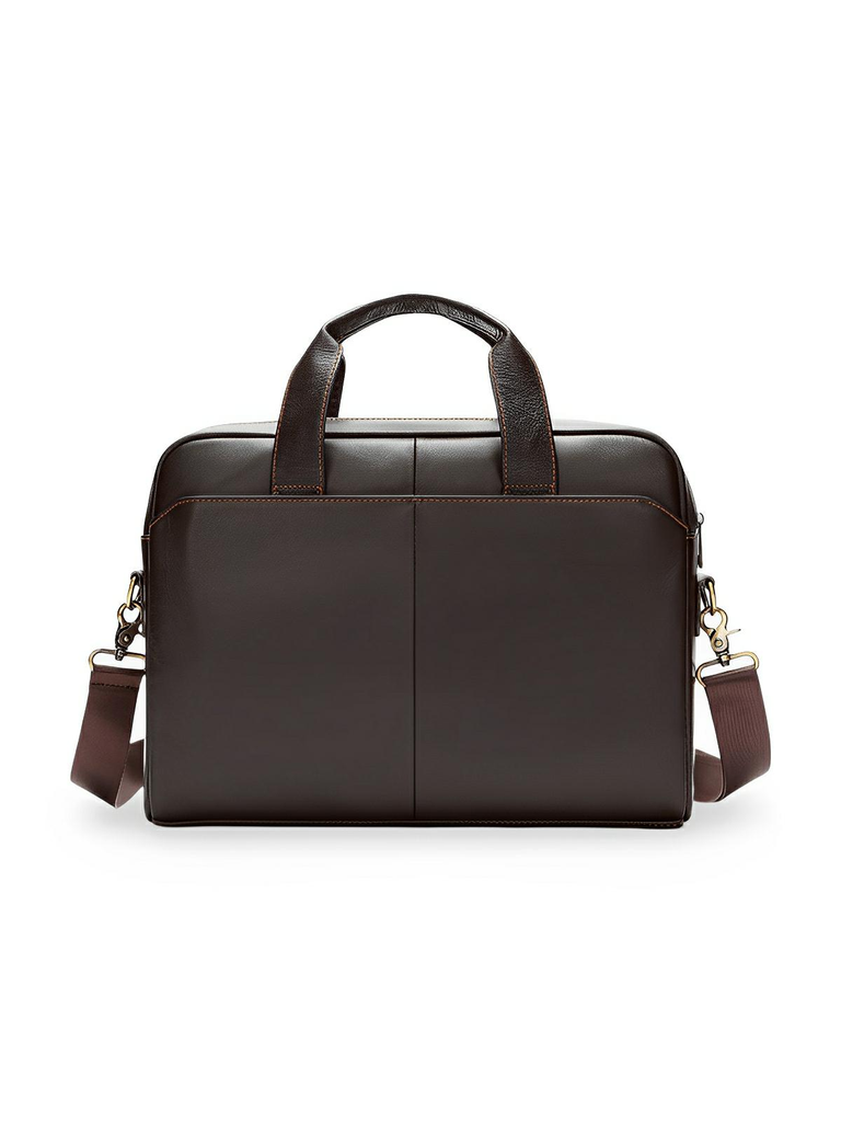 Sac bandoulière en cuir, pour homme, format A4, multi - poches, modèle Fadri - Sac Bandoulière - Café