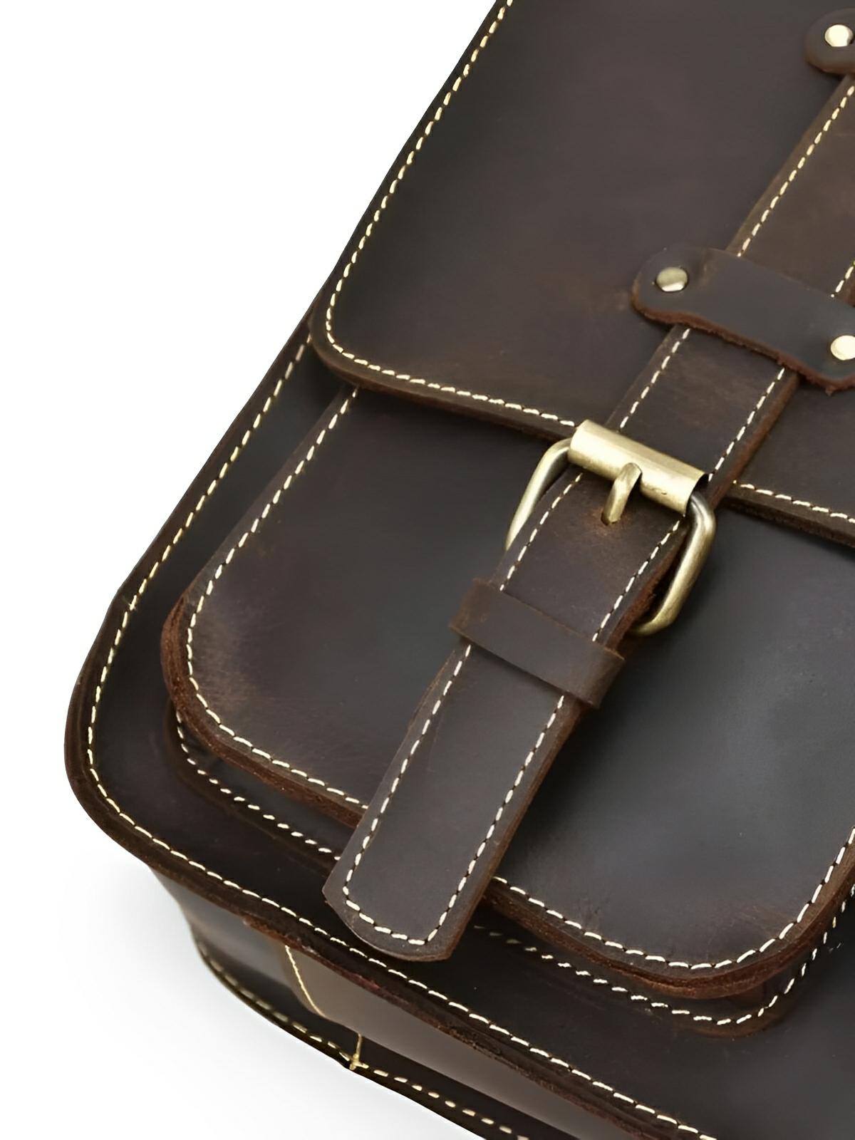 Sac bandoulière en cuir véritable au design urbain, grande capacité, idéal pour iPad et documents A4, modèle Drogo - Sac Bandoulière - Café