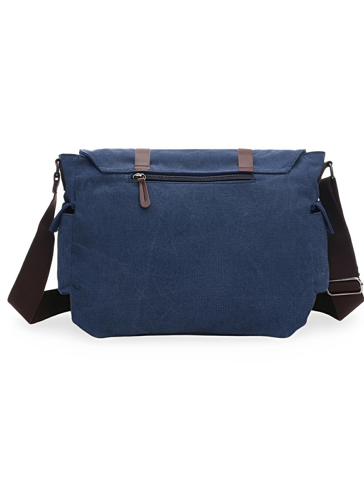 Sac bandoulière en toile et simili vegan, réglable, à usage quotidien, modèle Pascalin - Sac Bandoulière - Bleu
