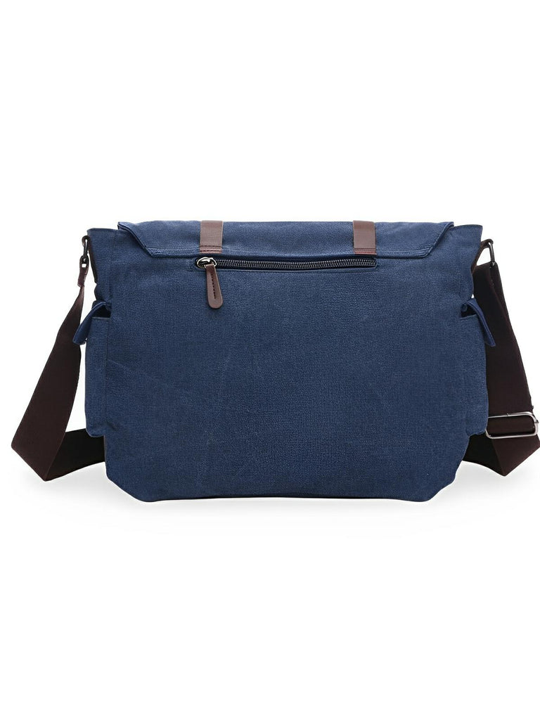Sac bandoulière en toile et simili vegan, réglable, à usage quotidien, modèle Pascalin - Sac Bandoulière - Bleu