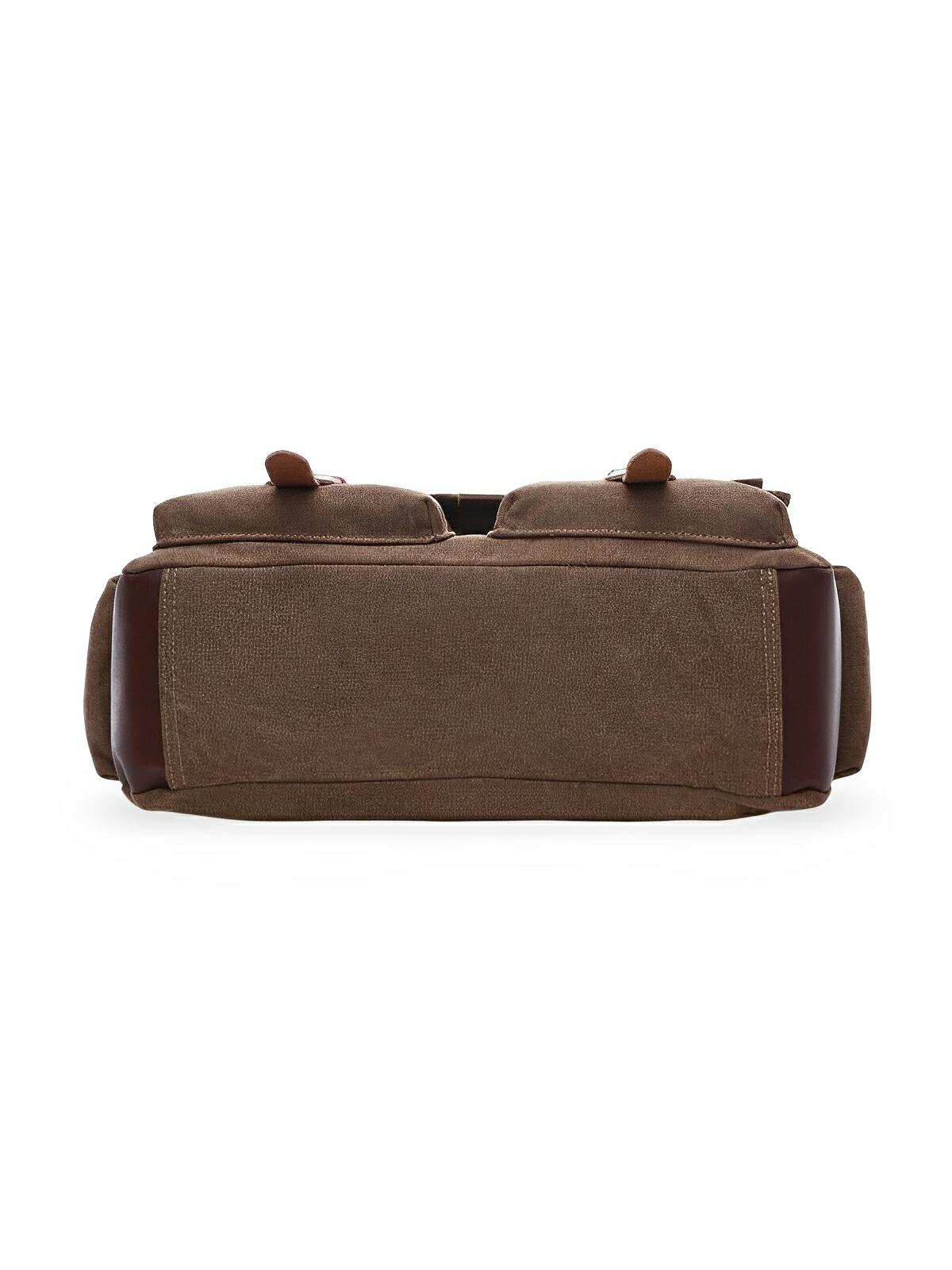 Sac bandoulière en toile et simili vegan, réglable, à usage quotidien, modèle Pascalin - Sac Bandoulière - Marron