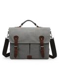 Sac bandoulière en toile, sacoche pour ordinateur 13 pouces, sac messager vintage homme, modèle Justin - Sac Bandoulière - Gris