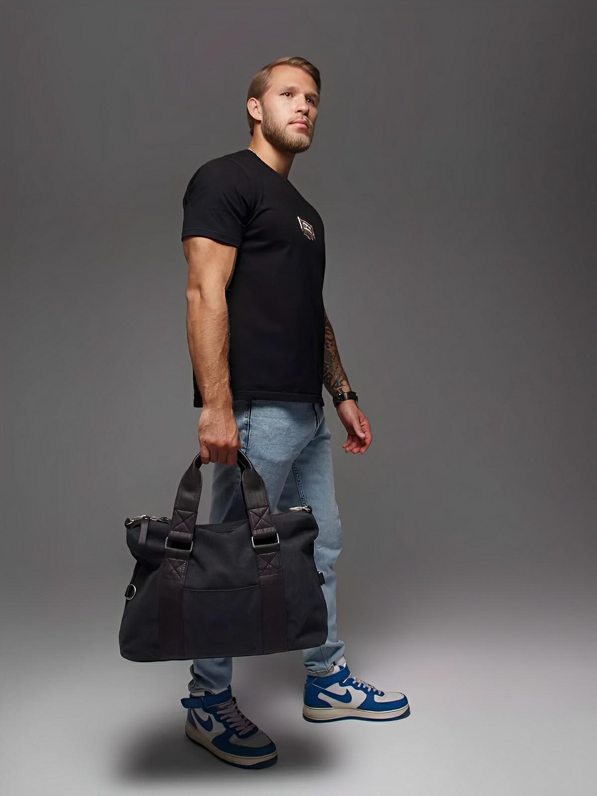 Sac bandoulière en toile, unisexe, grand sac week - end, bandoulière réglable, multi - fonctions, modèle Iman - Sac Bandoulière - Gris foncé