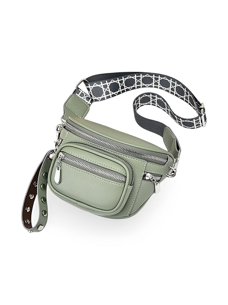 Sac bandoulière femme, design minimaliste, en simili vegan, 3 compartiments, déperlant, porté épaule et travers, modèle Jenna - Sac Bandoulière - Rouge