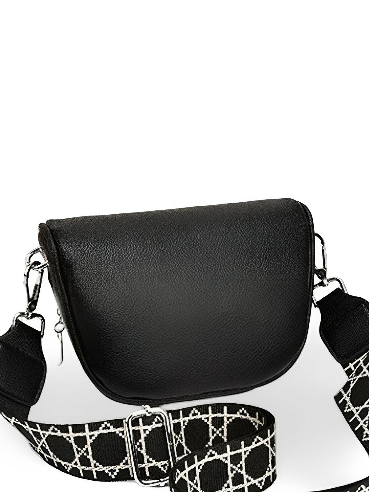 Sac bandoulière femme, design minimaliste, en simili vegan, 3 compartiments, déperlant, porté épaule et travers, modèle Jenna - Sac Bandoulière - Noir