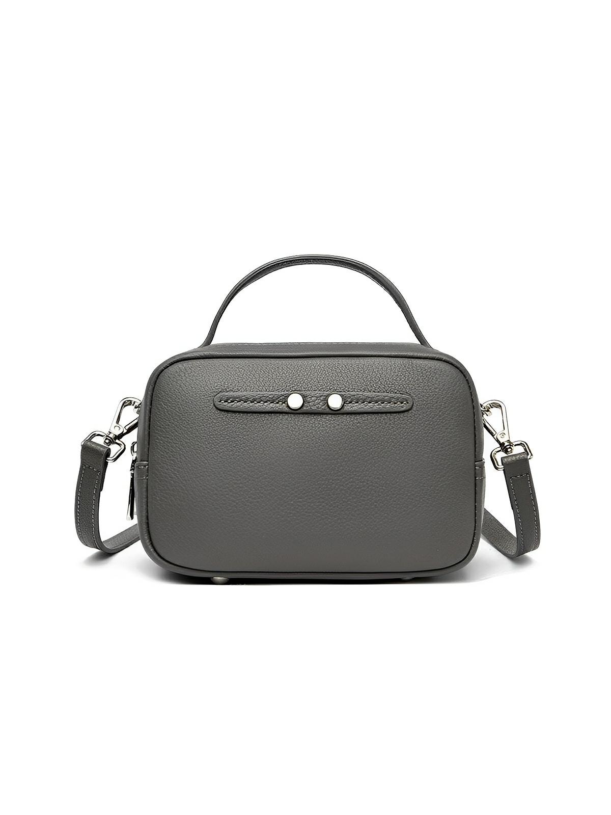 Sac bandoulière femme, en simili vegan véritable, format compact, design structuré, modèle Claudia - Sac Bandoulière - Gris