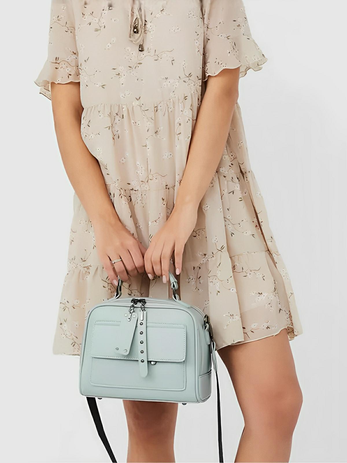 Sac bandoulière femme, grand format, simili vegan, poches multiples, bandoulières interchangeables, zip sécurisé, style moderne, modèle Karine - Sac Bandoulière - Vert