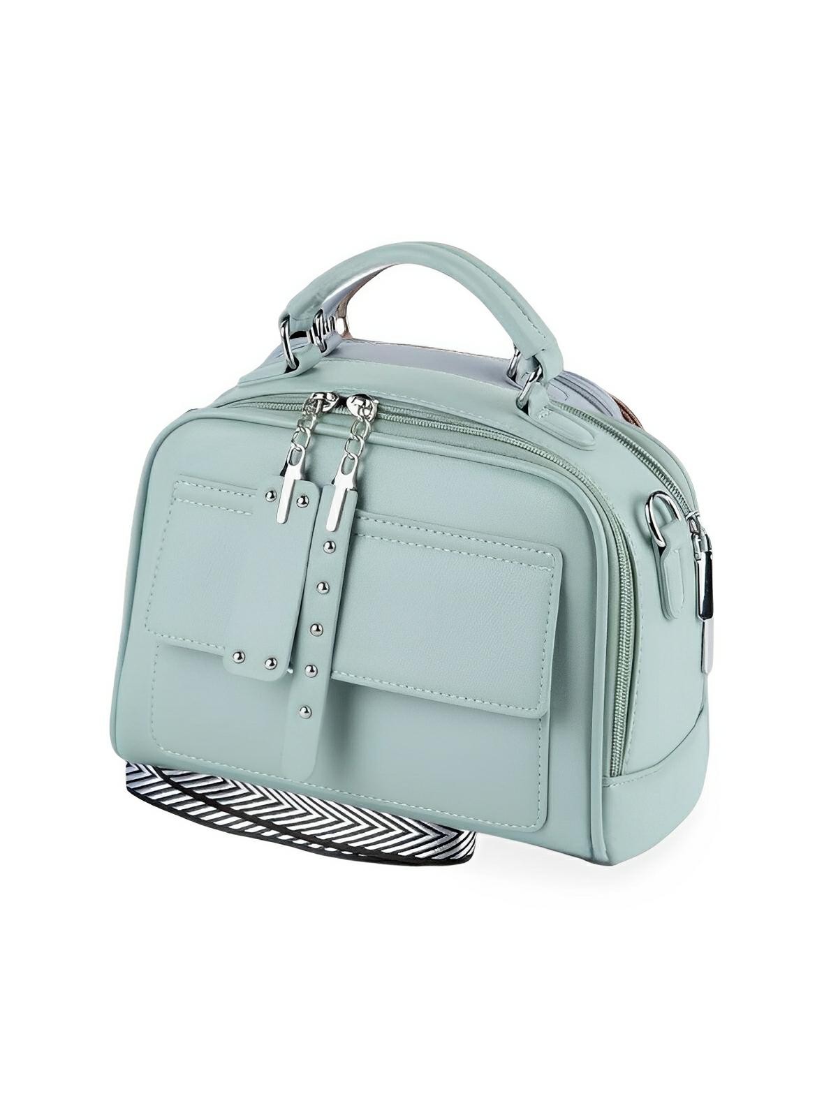 Sac bandoulière femme, grand format, simili vegan, poches multiples, bandoulières interchangeables, zip sécurisé, style moderne, modèle Karine - Sac Bandoulière - Vert