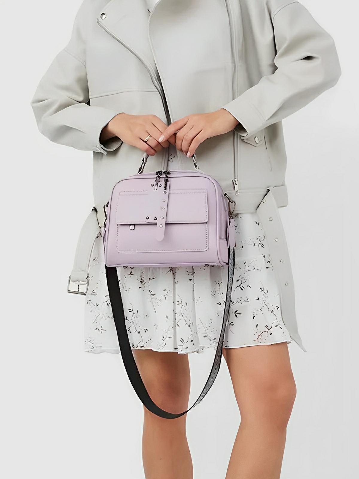 Sac bandoulière femme, grand format, simili vegan, poches multiples, bandoulières interchangeables, zip sécurisé, style moderne, modèle Karine - Sac Bandoulière - Gris clair