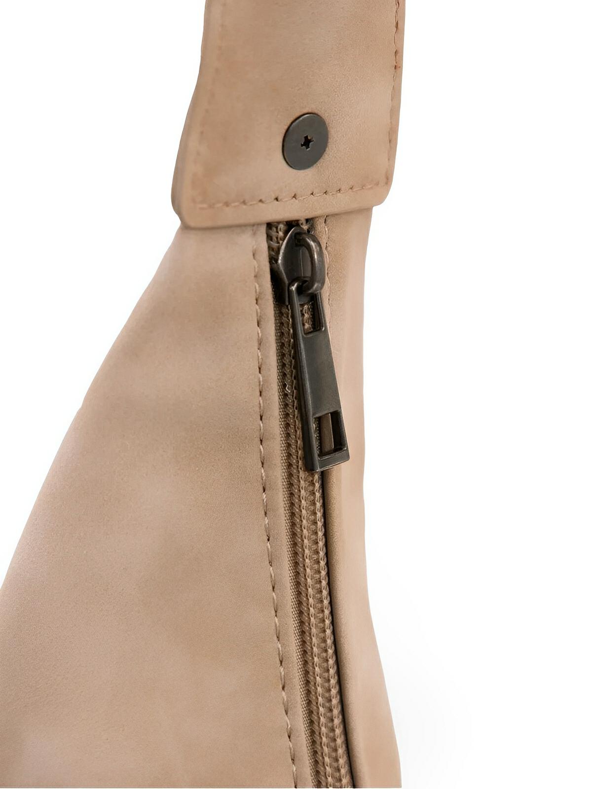 Sac Bandoulière hobo femme, grand sac épaule, style vintage, effet suédé, porté travers, modèle Jennifer - Sac Bandoulière - Marron