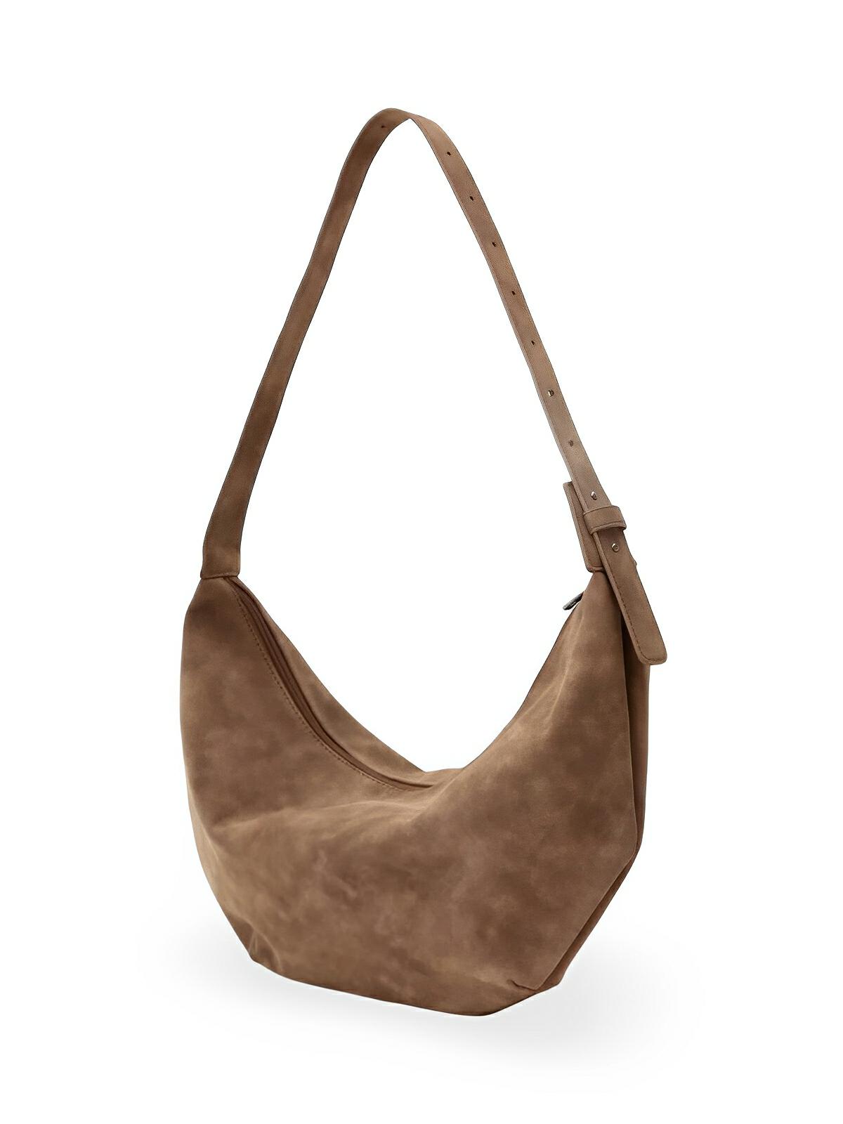 Sac Bandoulière hobo femme, porté épaule, style vintage, effet suédé, porté travers, modèle Jennifer - Sac Bandoulière - Marron