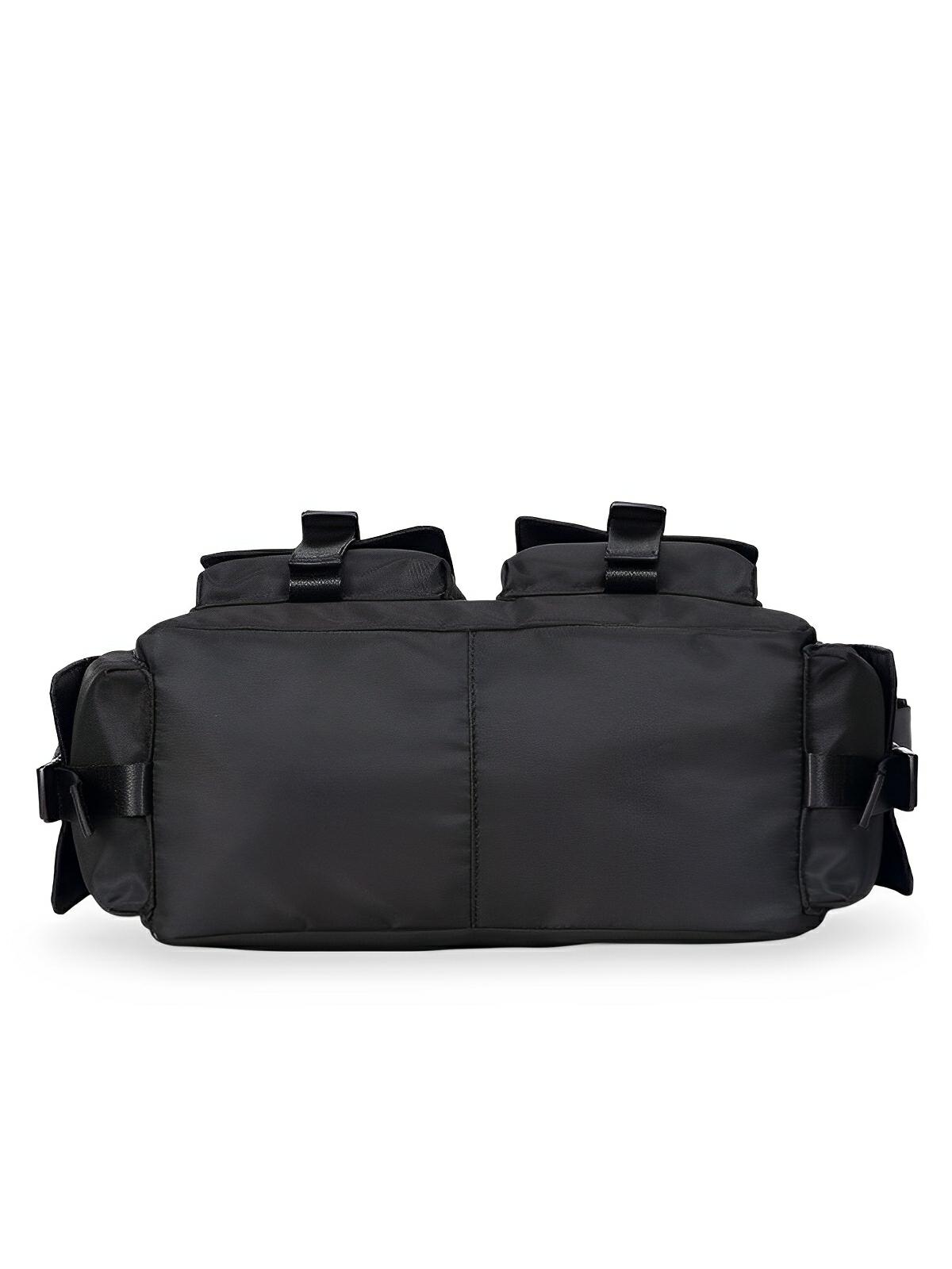 Sac bandoulière homme femme, grande capacité, poches multiples, tissu résistant, design urbain, modèle Virgil - Sacoche - Noir