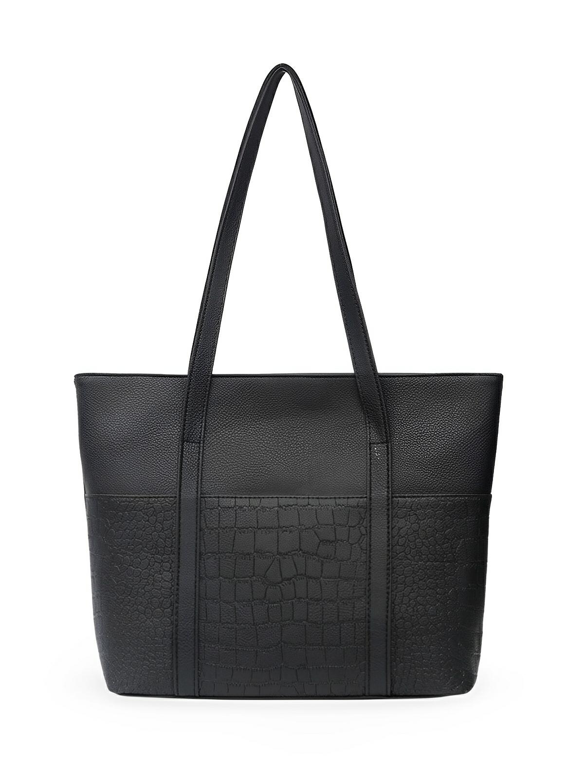 Sac bandoulière pour femme, sac noir smil vegan, grand format, fermeture éclair, porté épaule, modèle Pauline - Sac Bandoulière - Style 3