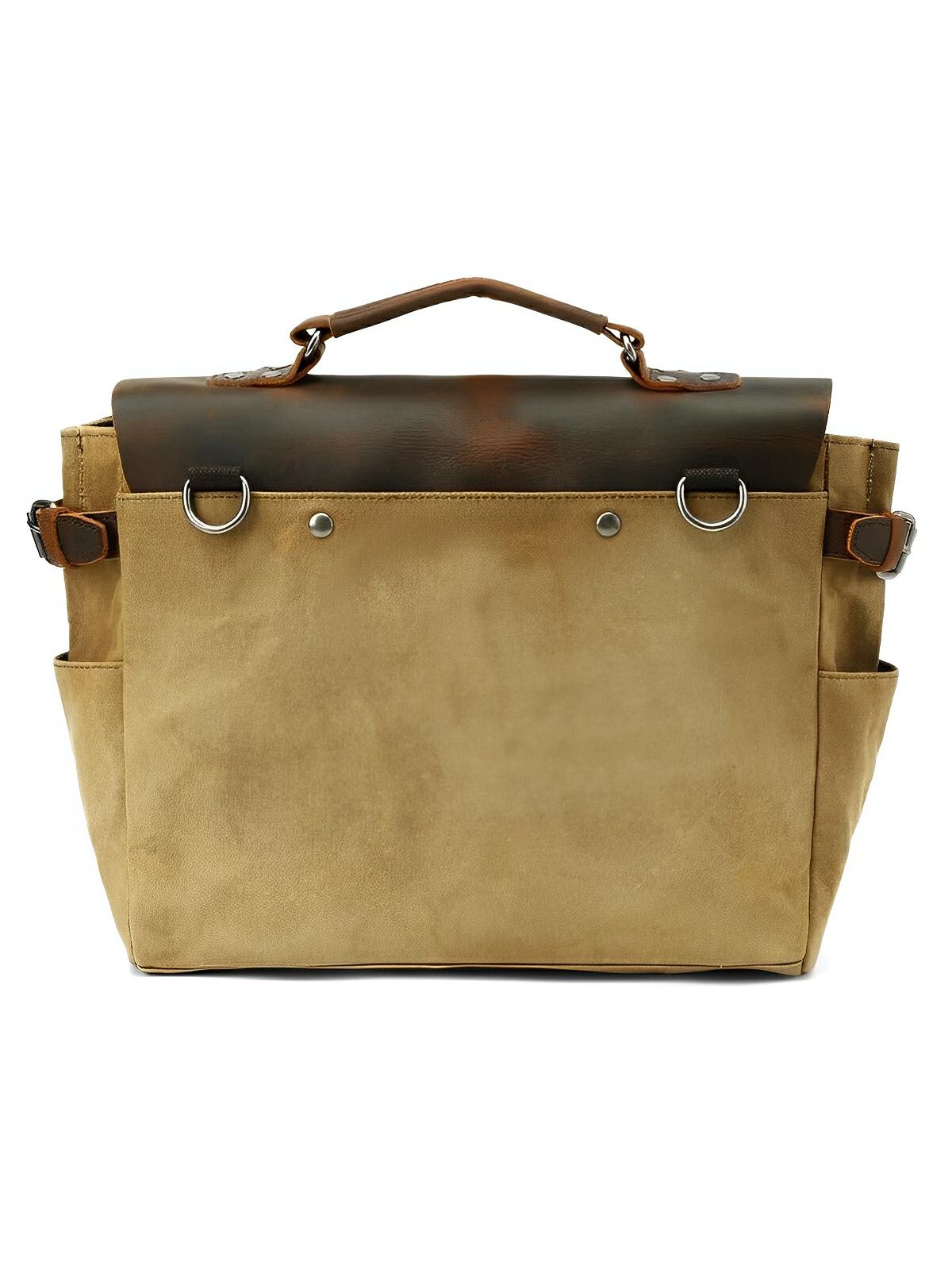 Sac bandoulière rétro, en toile cirée et cuir véritable, multi - usages, modèle Savinien - Sac Bandoulière - Marron