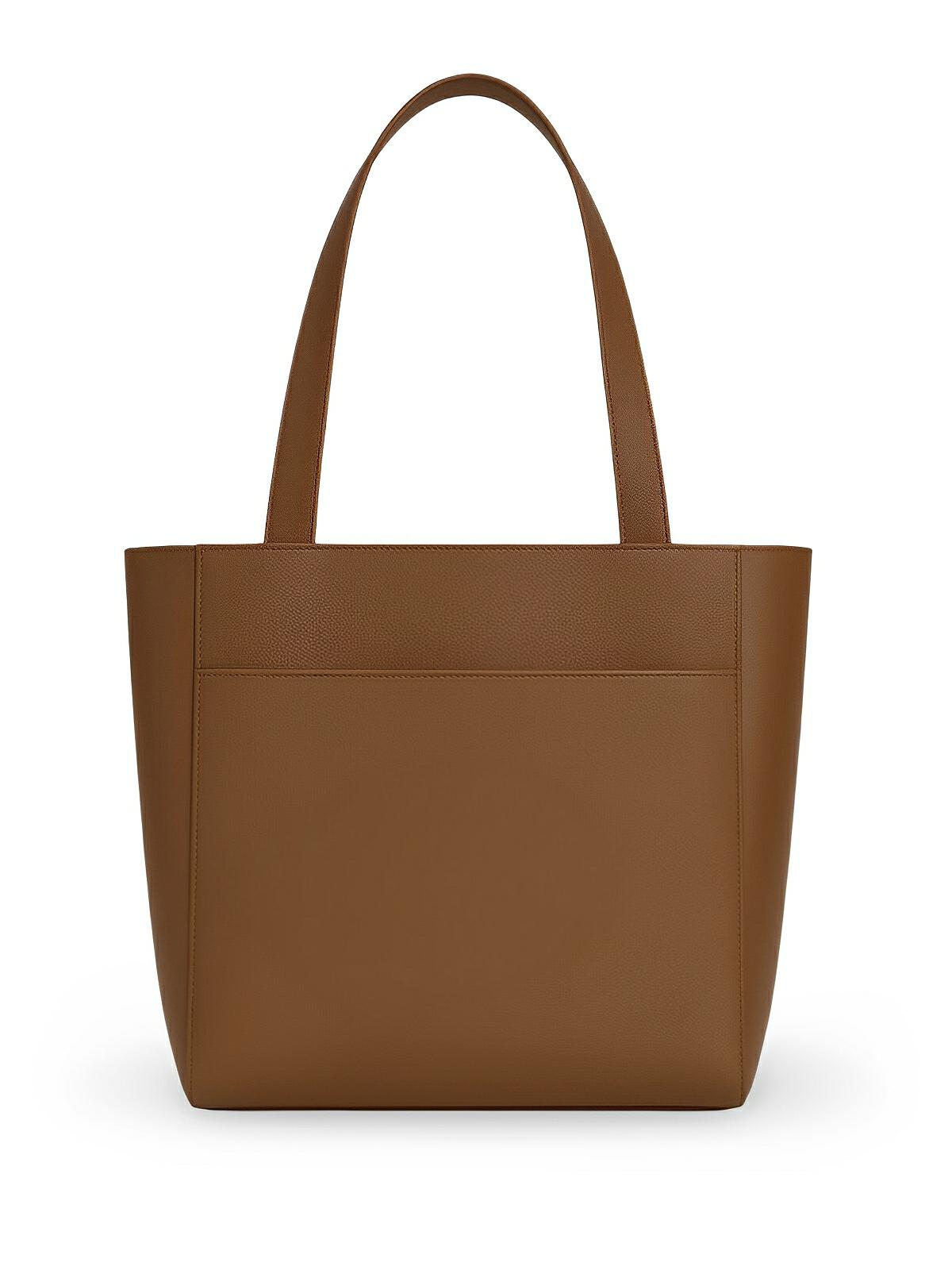 Sac cabas femme, grande capacité, simili vegan souple, porté épaule ou bandoulière, fermeture zippée, modèle Elisabette - Sac à main - Marron