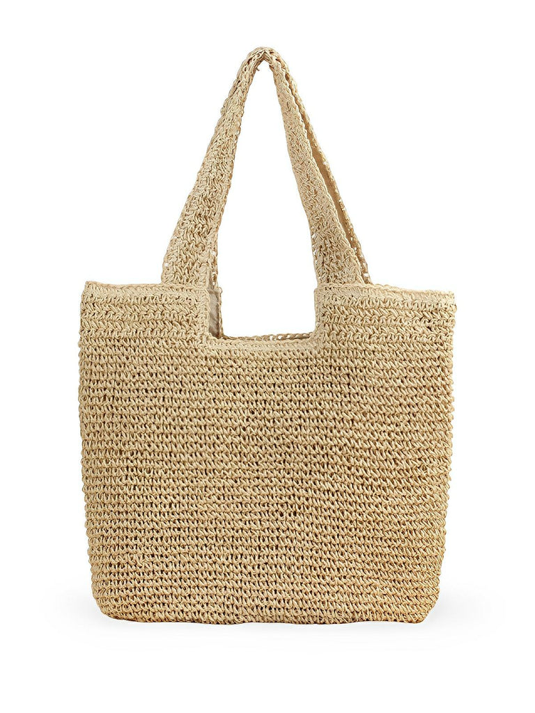Sac de plage en raphia tressé, grand format, plage ou ville, style naturel, doublure polyester, style tote - bag, modèle Fabia - Sac de plage - Beige
