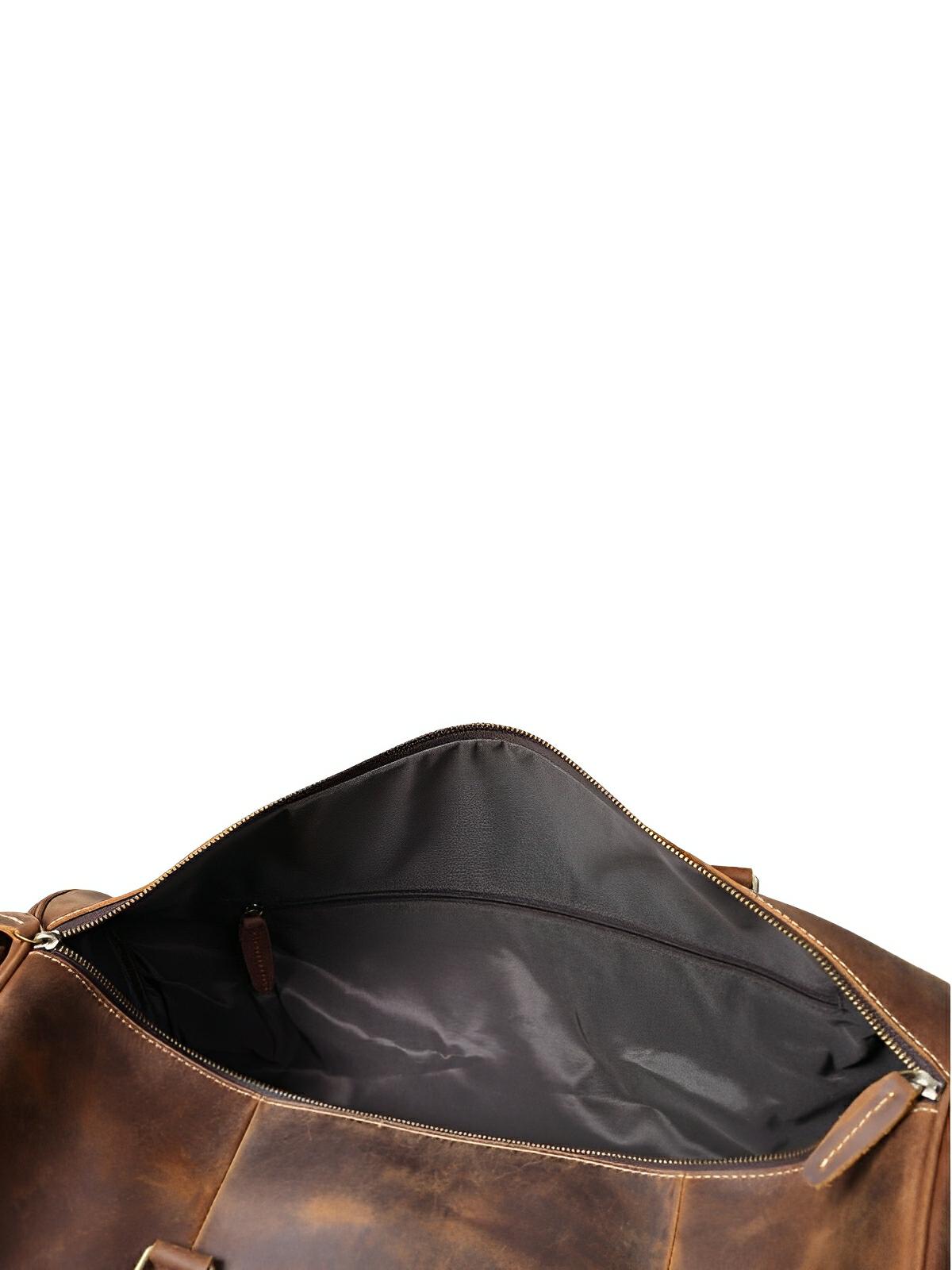 Sac de voyage cuir vintage avec compartiment à chaussures, bandoulière réglable et poches multiples, modèle Urbin - Sac de voyage - Marron