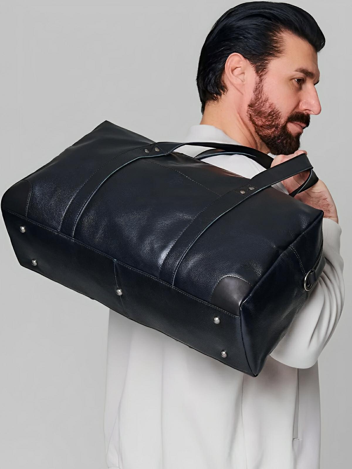 Sac de voyage d'affaires en cuir, pour l'homme actif, modèle Dagobert - Sac de voyage - Noir
