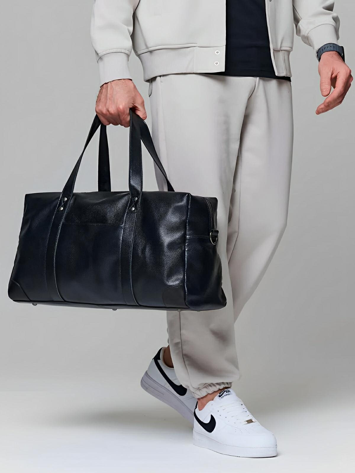 Sac de voyage d'affaires en cuir, pour l'homme actif, modèle Dagobert - Sac de voyage - Noir