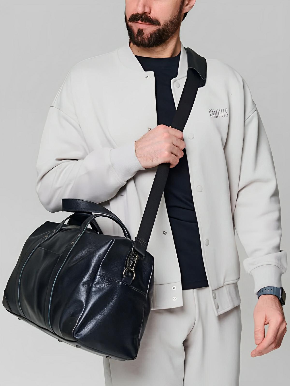 Sac de voyage d'affaires en cuir, pour l'homme actif, modèle Dagobert - Sac de voyage - Noir