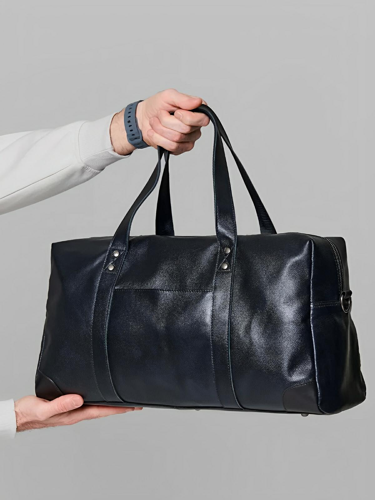 Sac de voyage d'affaires en cuir, pour l'homme actif, modèle Dagobert - Sac de voyage - Noir