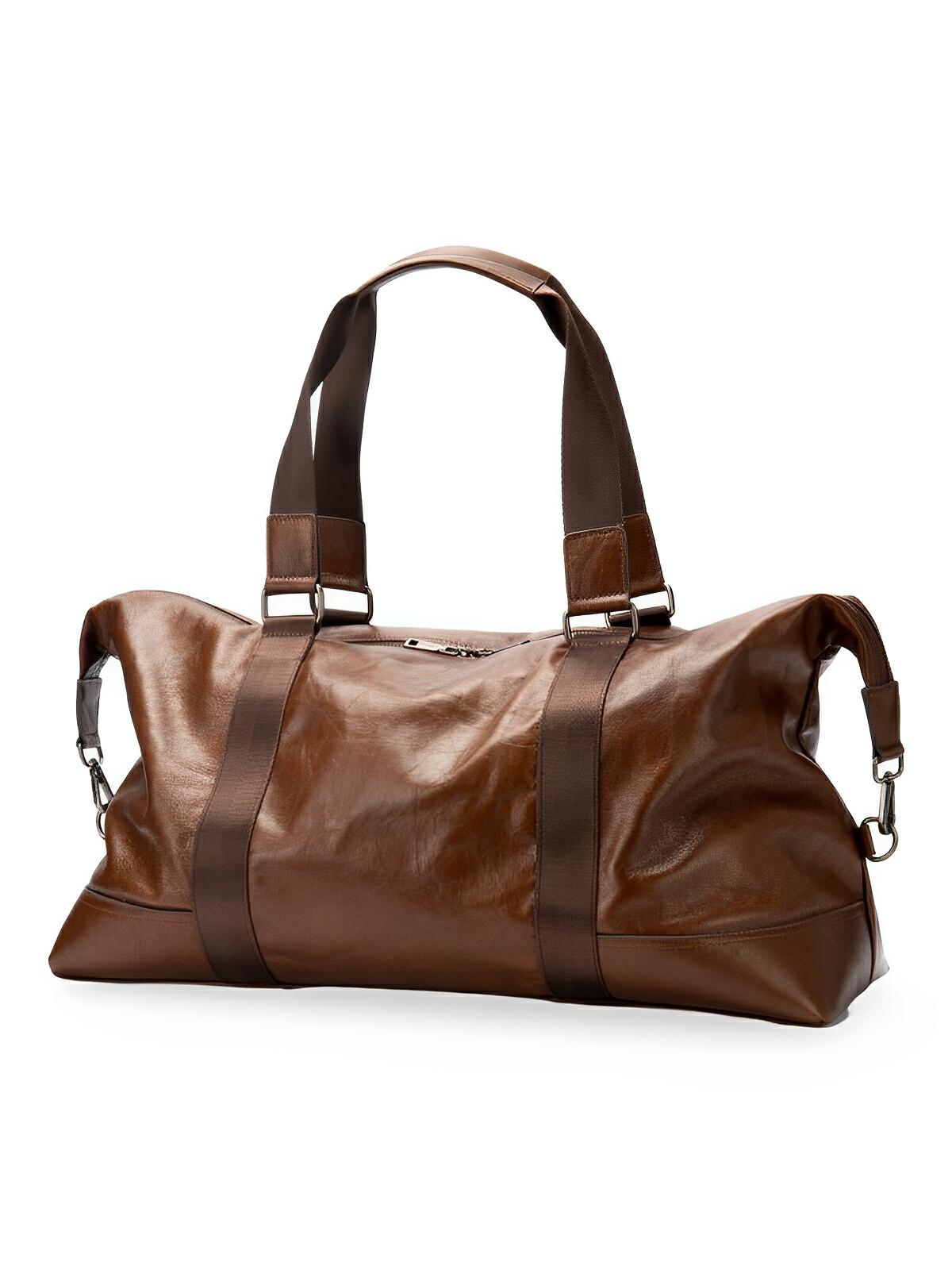 Sac de voyage en cuir homme, grande capacité, imperméable, idéal pour les week - end et le sport, modèle Taurin - Sac de voyage - Marron