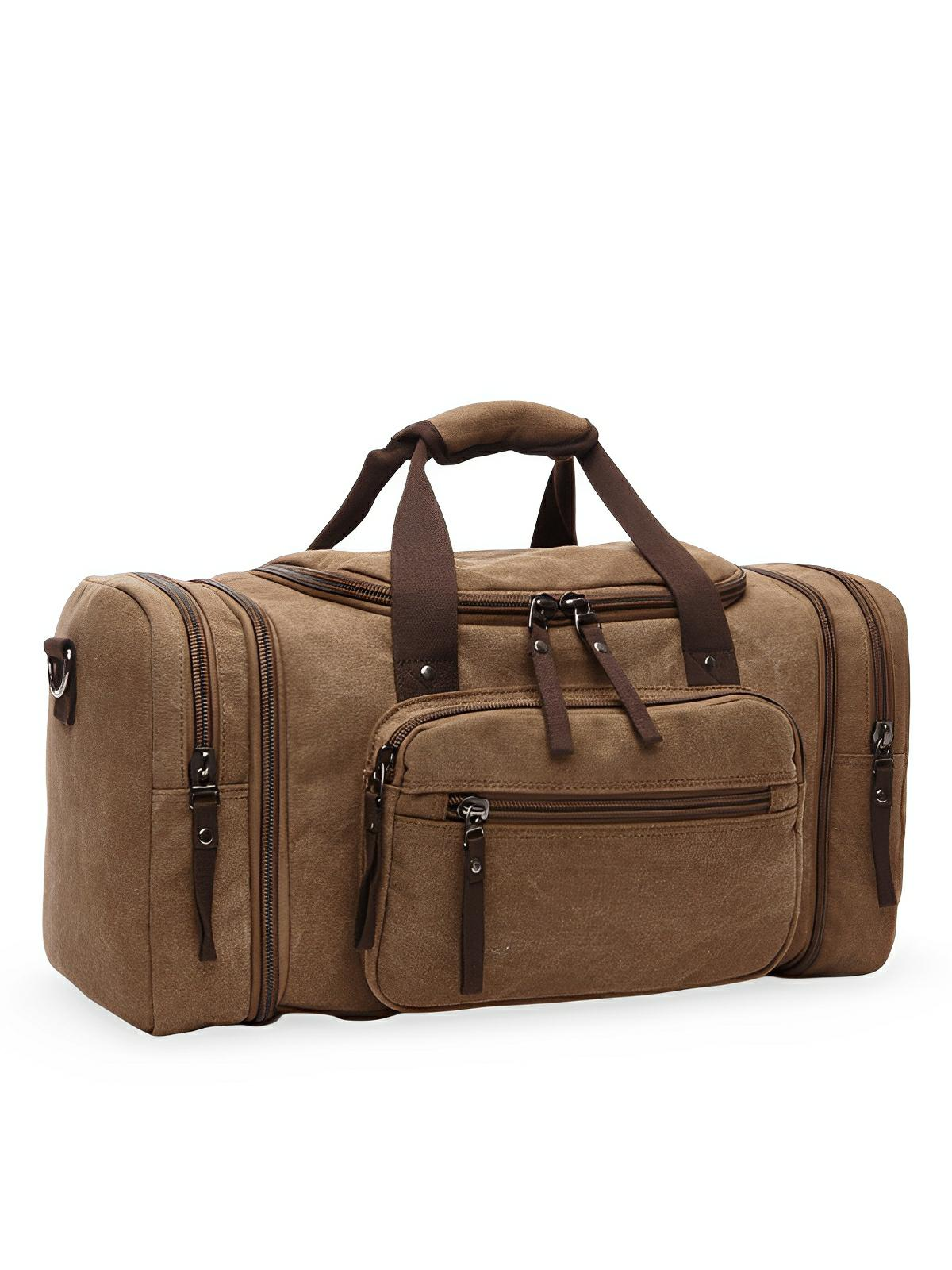 Sac de voyage en toile pour homme, grand format, multi - poches, et résistant, modèle Tony - Sac de voyage - Marron
