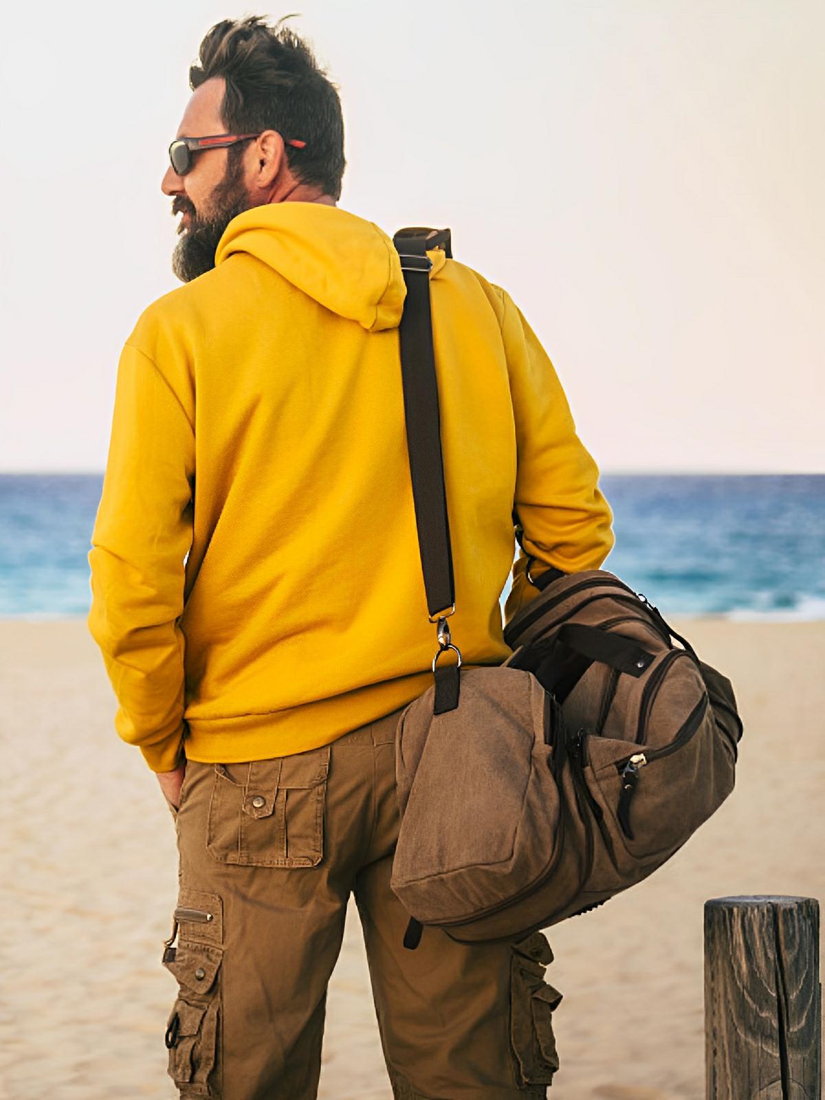 Sac de voyage en toile pour homme, grand format, multi - poches, et résistant, modèle Tony - Sac de voyage - Marron
