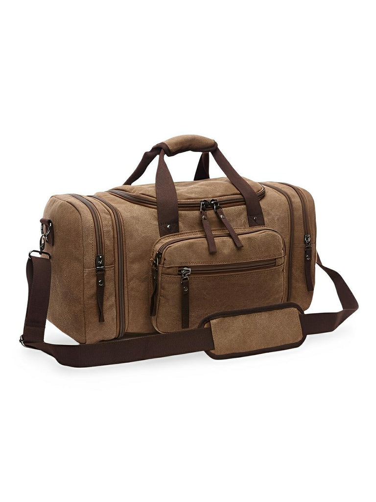 Sac de voyage en toile pour homme, grand format, multi - poches, et résistant, modèle Tony - Sac de voyage - Marron