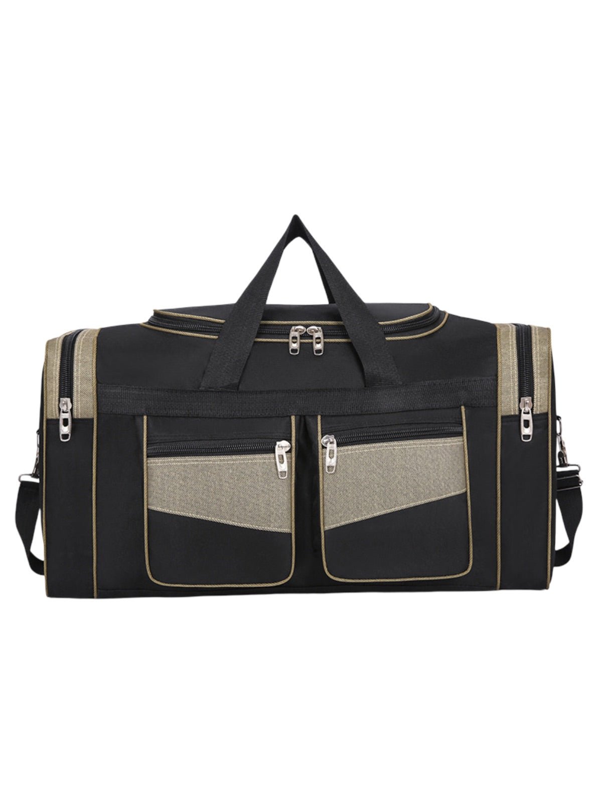 Sac de voyage homme, sac sport 60L, grand sac week - end, sac épaule résistant, sac compartiment chaussures, modèle Mauro - Sac de voyage - Noir et jaune