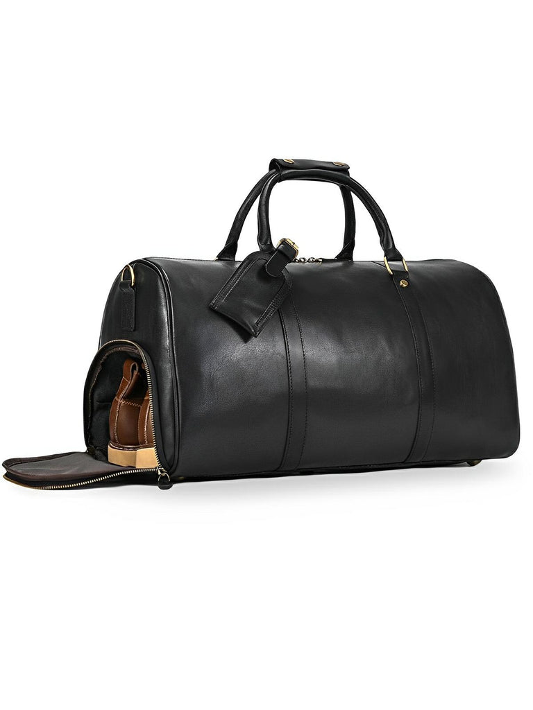 Sac de voyage long en cuir, grande capacité, multi - compartiments, modèle Mériadec - Sac de voyage - Noir