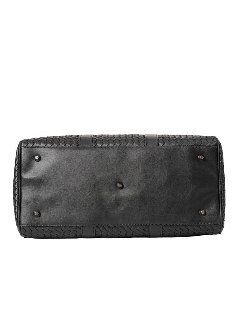 Sac de voyage mixte style luxe, sac de sport, sac week end, sac à main business, sac bandoulière noir tressé, vacances, modèle Zulma - Sac de voyage - Noir