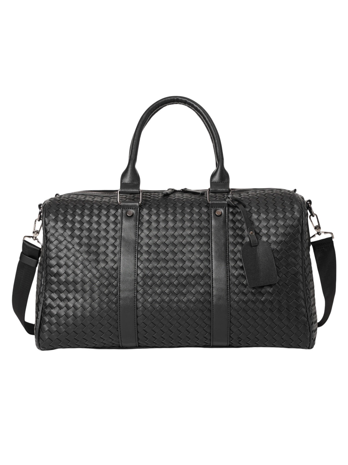 Sac de voyage mixte style luxe, sac de sport, sac week end, sac à main business, sac bandoulière noir tressé, vacances, modèle Zulma - Sac de voyage - Noir