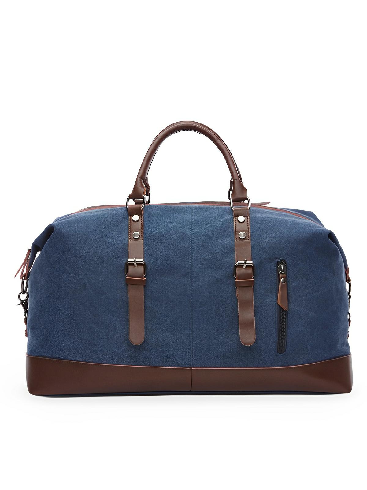 Sac de voyage toile et simili vegan, grand format, pratique et résistant, multi - usage, modèle Bazin - Sac de voyage - Bleu
