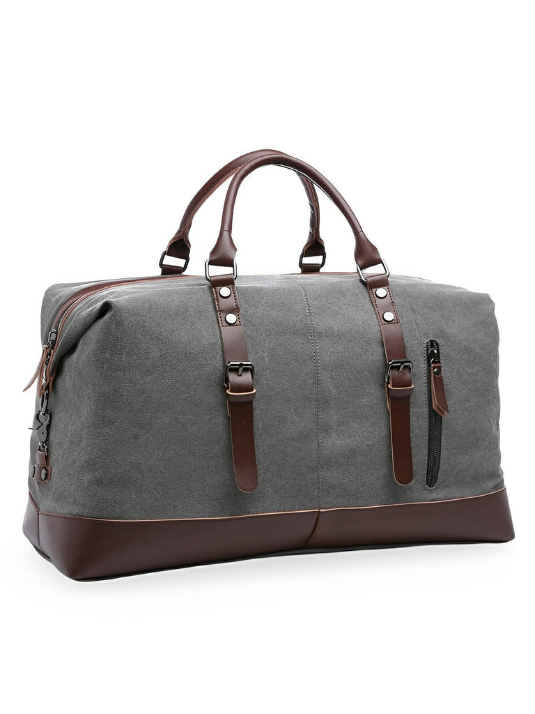 Sac de voyage toile et simili vegan, grand format, pratique et résistant, multi - usage, modèle Bazin - Sac de voyage - Gris