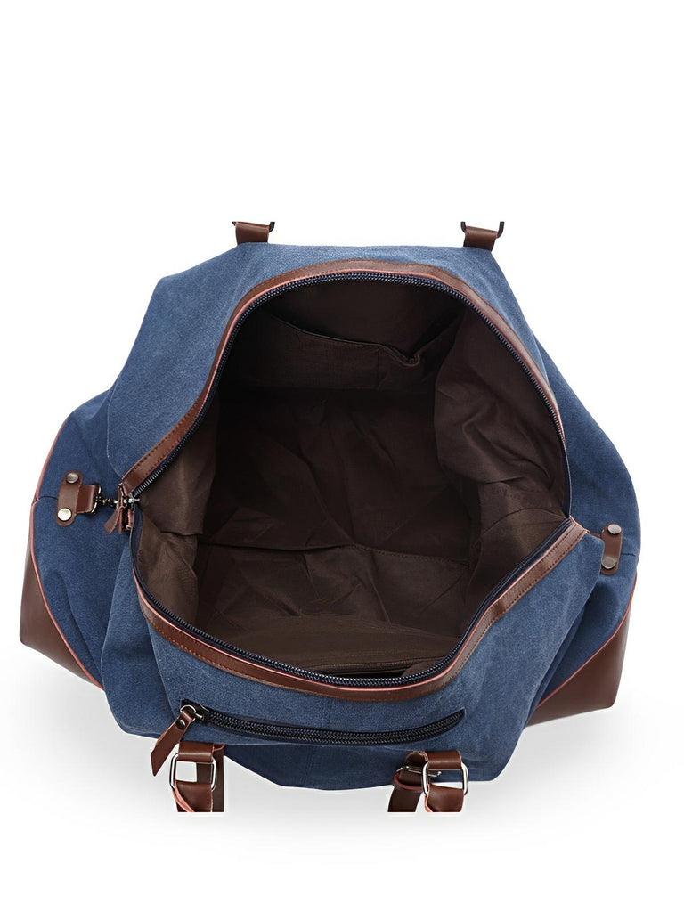Sac de voyage toile et simili vegan, grand format, pratique et résistant, multi - usage, modèle Bazin - Sac de voyage - Bleu