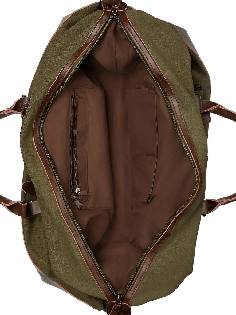 Sac de voyage toile et simili vegan, grand format, pratique et résistant, multi - usage, modèle Bazin - Sac de voyage - Vert