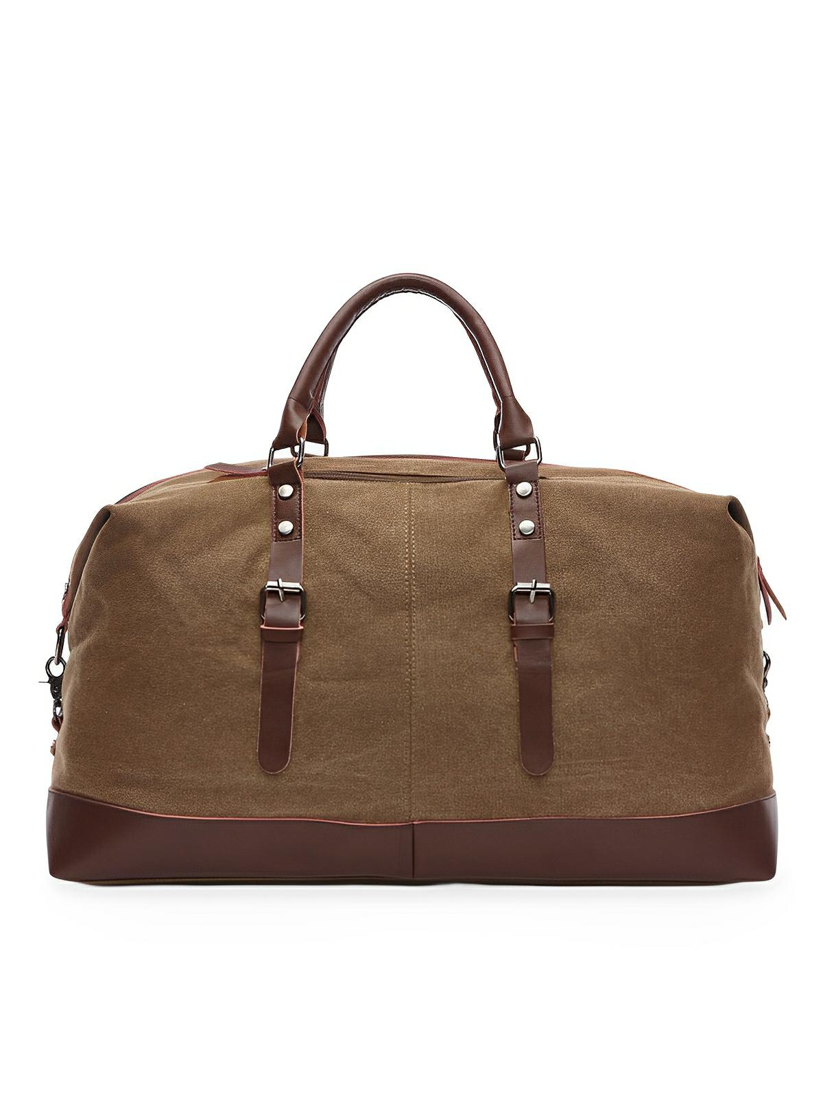 Sac de voyage toile et simili vegan, grand format, pratique et résistant, multi - usage, modèle Bazin - Sac de voyage - Marron