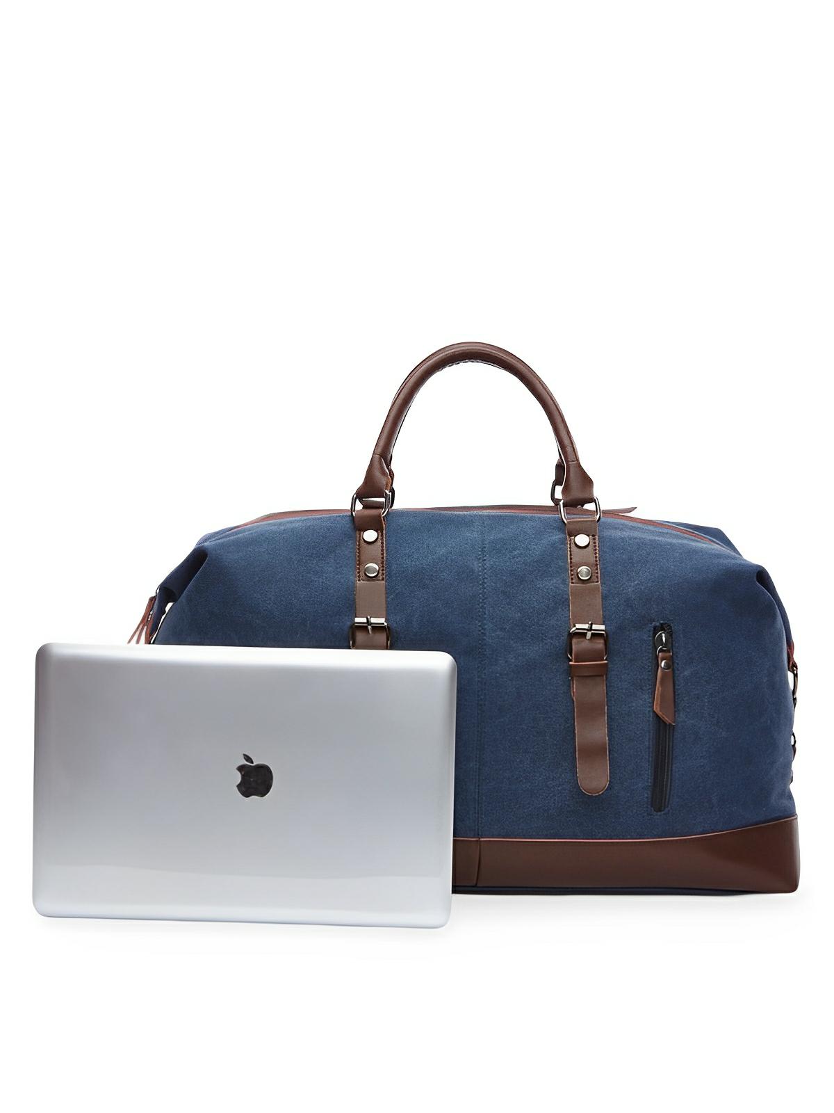 Sac de voyage toile et simili vegan, grand format, pratique et résistant, multi - usage, modèle Bazin - Sac de voyage - Bleu