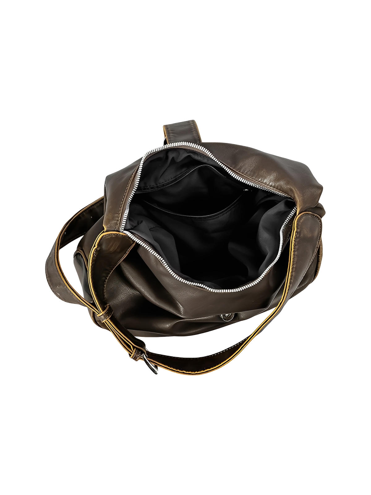 Sac hobo en simili vegan, style vintage, boucle métal, porté épaule confortable, modèle Aypia - Sac à main - Café