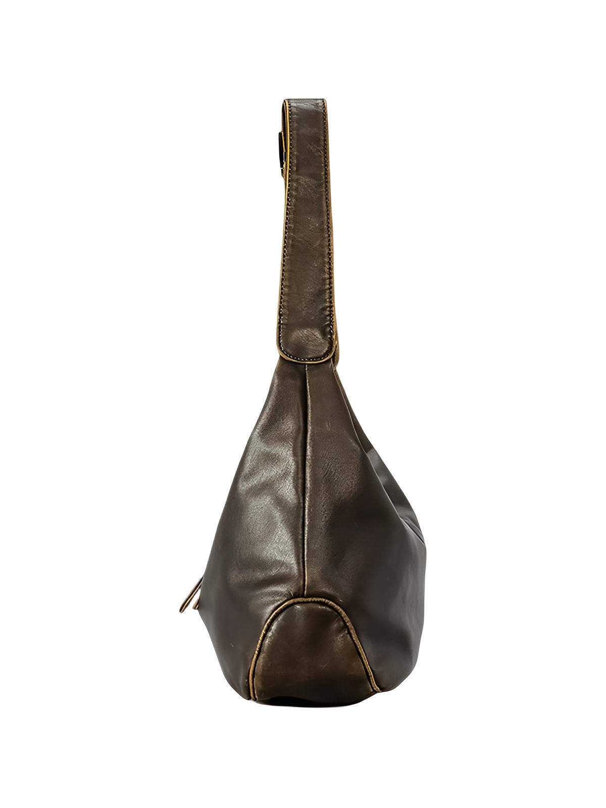 Sac hobo en simili vegan, style vintage, boucle métal, porté épaule confortable, modèle Aypia - Sac à main - Café